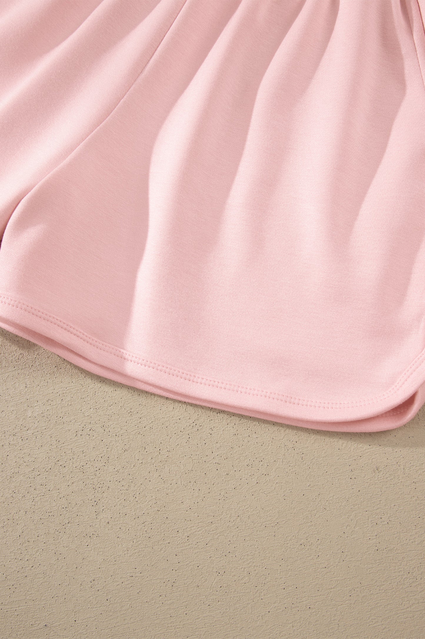 Solid Color Exposed Seam Mock Neck Oversize Tee Casual Shorts 2pcs Outfit