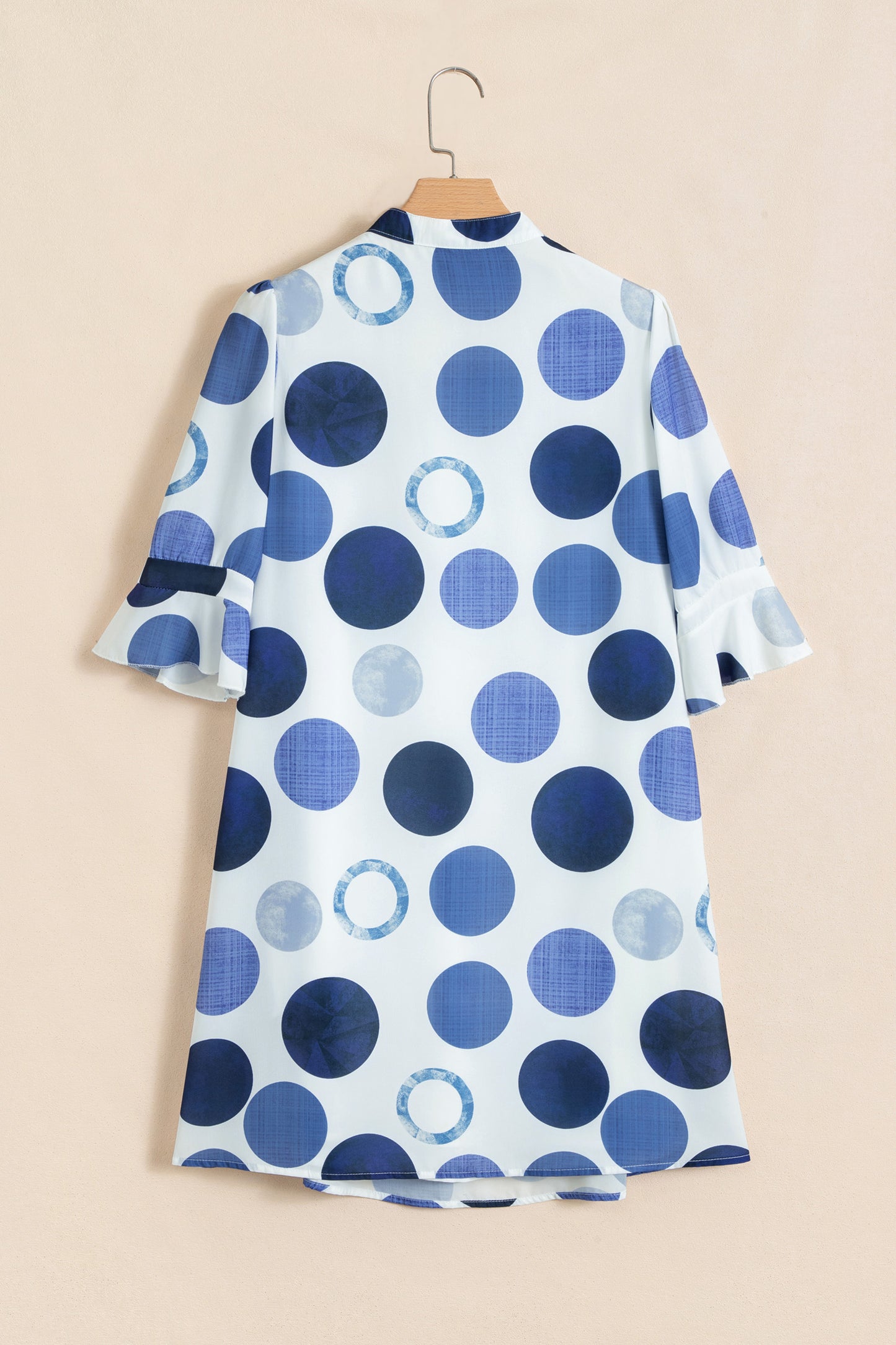 Polka Dot Print Flounced Half Sleeve Casual Vacation Style Mini Dress