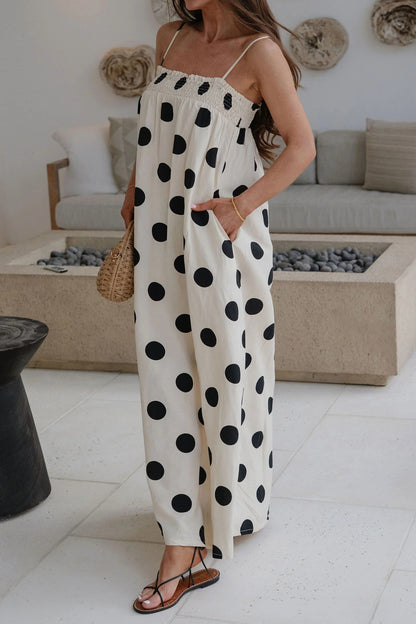 Polka Dot Spaghetti Straps Maxi Dress