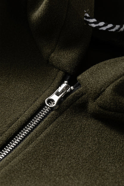 Four Leaf Clover Contrast Cuffed Drop Shoulder Zip up Tunic Hoodie