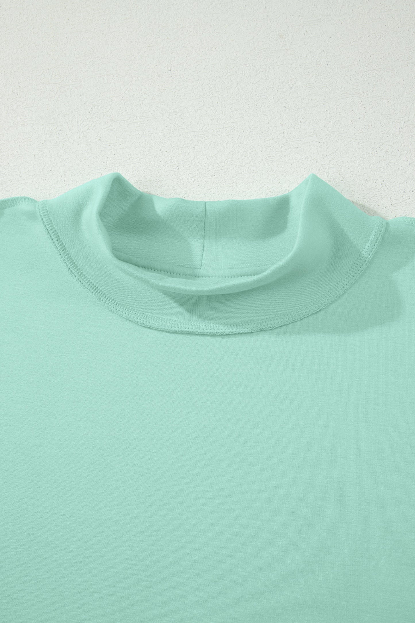 Solid Color Exposed Seam Mock Neck Oversize Tee Casual Shorts 2pcs Outfit