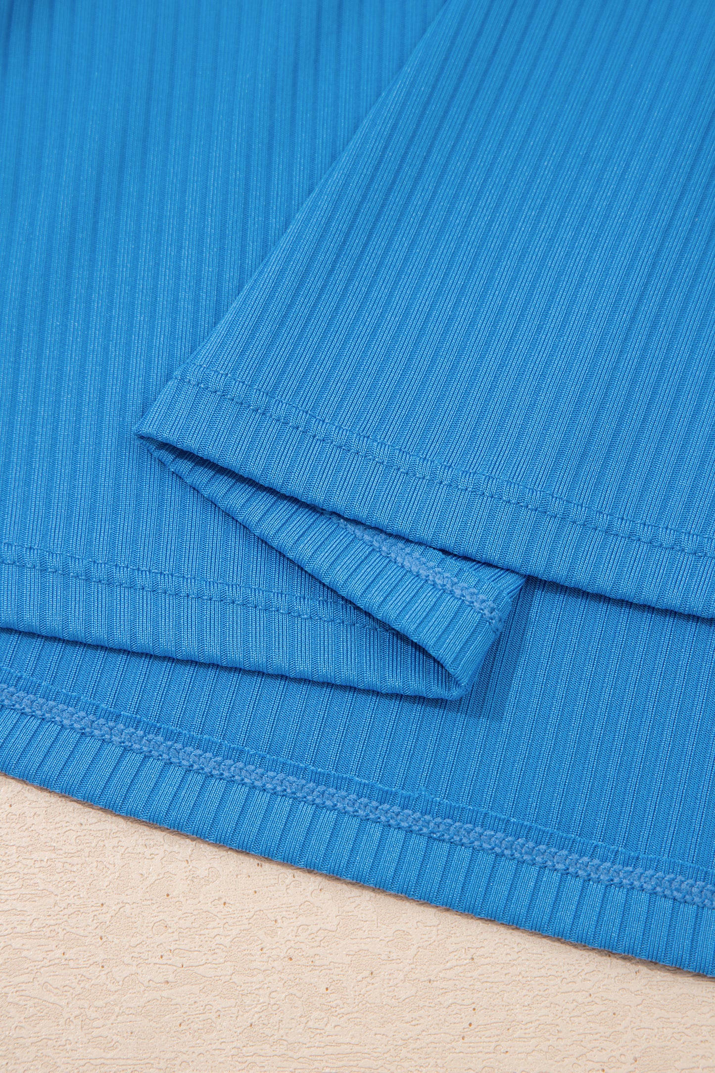 Color Block Edge Ribbed Pocketed Lined Swim Dress