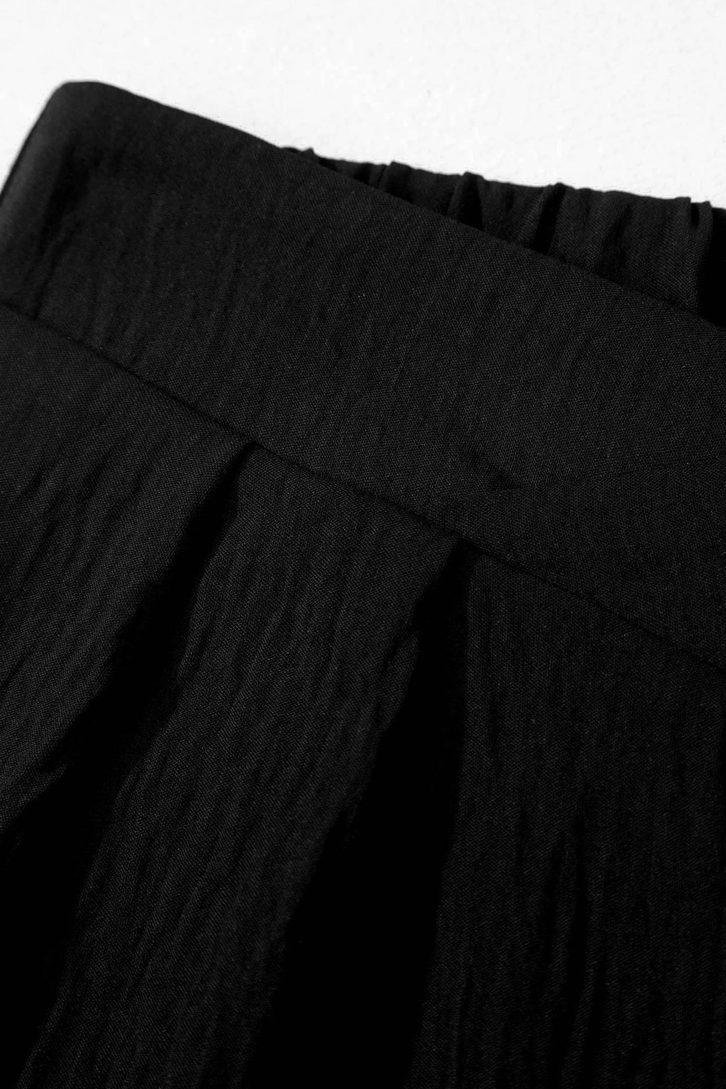 Solid Color Textured Crossed Waist Loose Pants