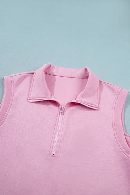 Solid Color Sleeveless Zipper Tank and Skort Set