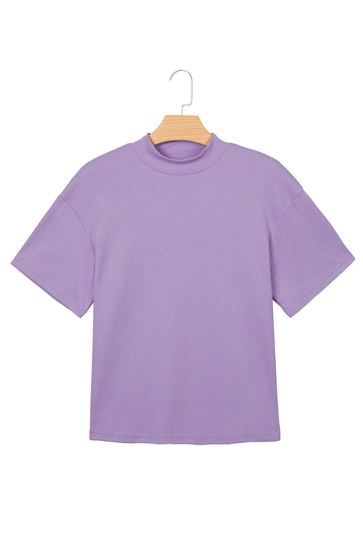 Pink Solid Color High Neck Oversize Tee