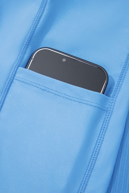 Color Block Edge Ribbed Pocketed Lined Swim Dress