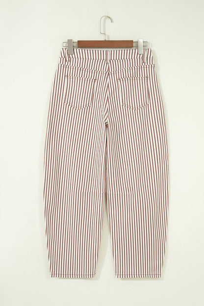 Stripe Casual Barrel Jeans