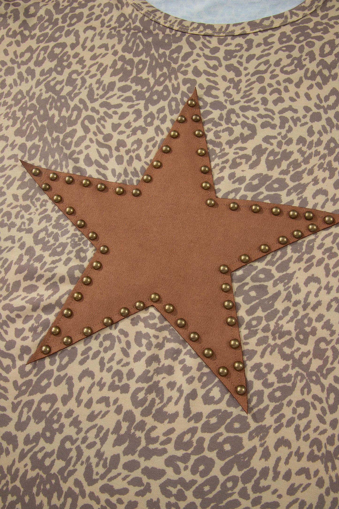 Leopard Retro Studded Star Patch Loose Tee