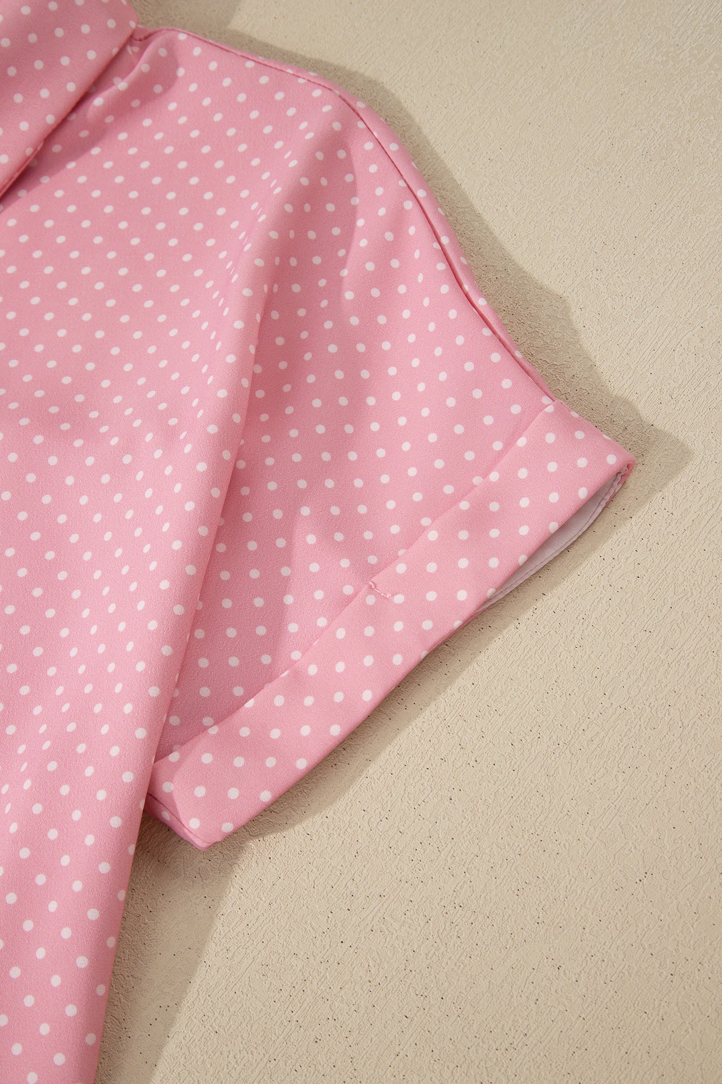 Dotted Print Cuffed Short Sleeve Shirt