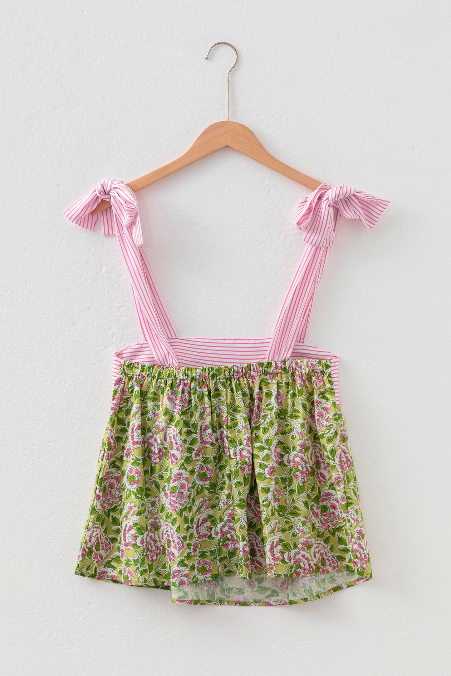 Fashion Printed Knot Straps Babydoll Tank Top