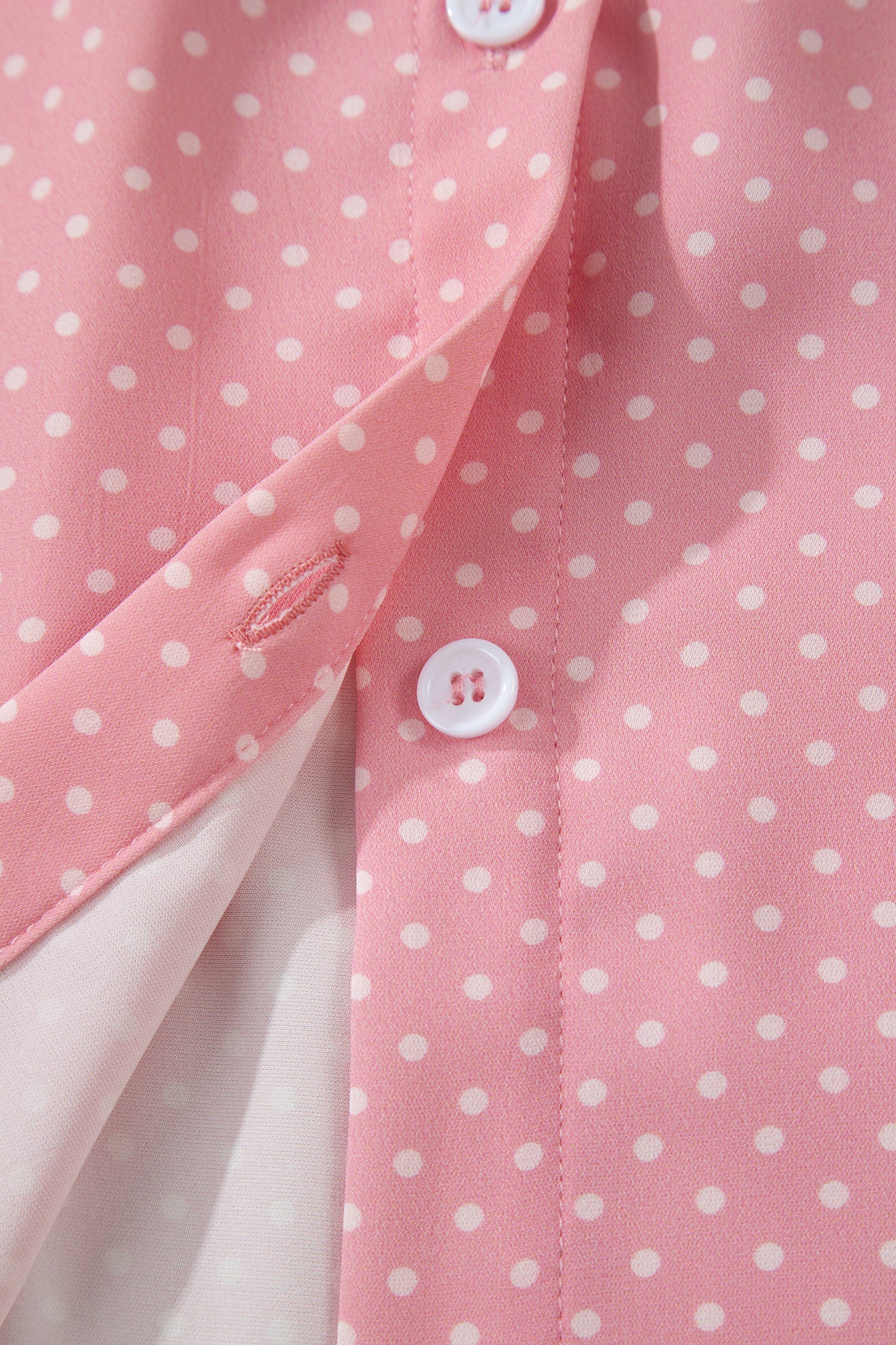 Dotted Print Cuffed Short Sleeve Shirt