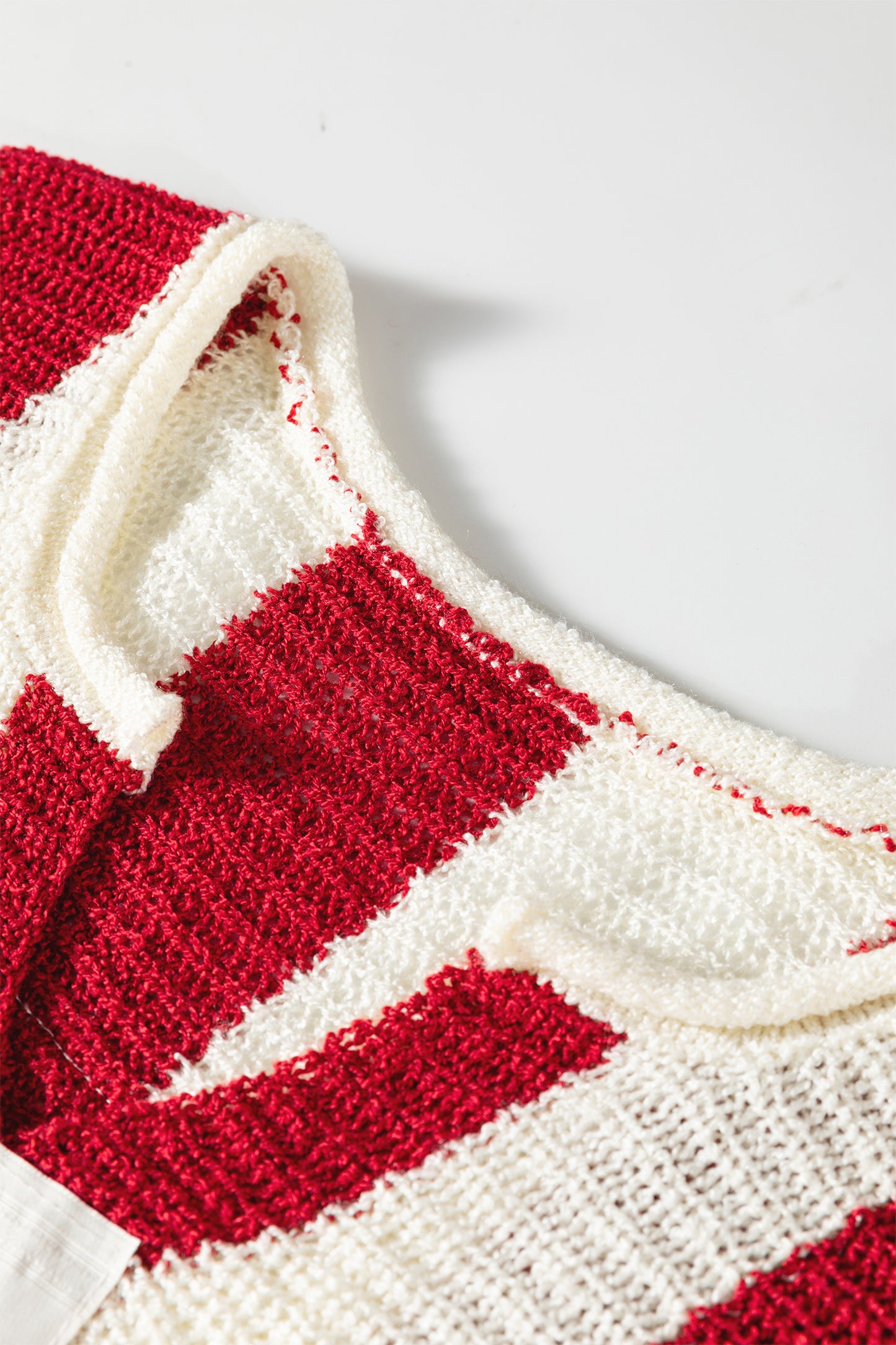 Brown Stripe Colorblock V Neck Bracelet Sleeve Sweater