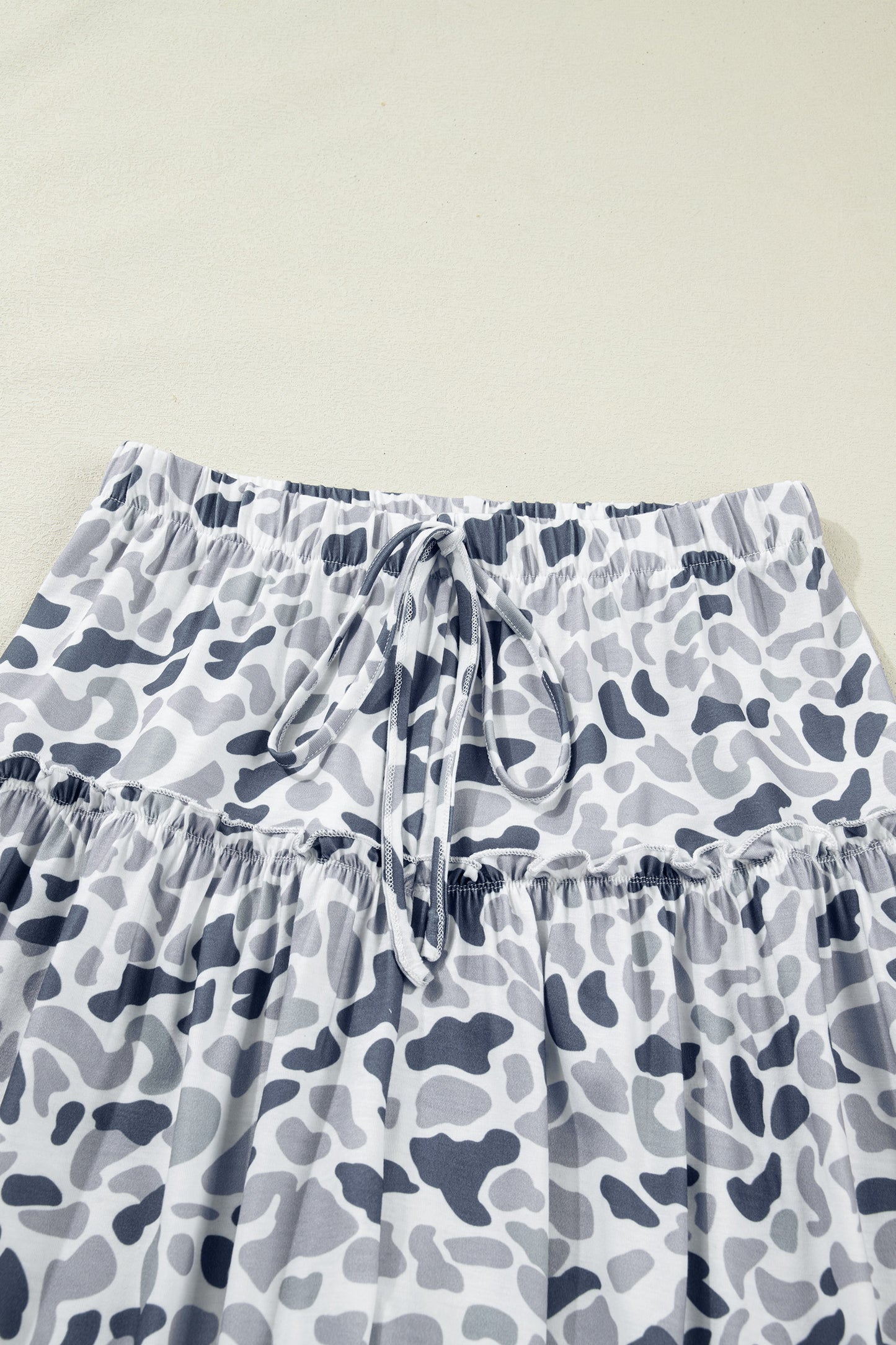 Beige Camo Print Wide Leg Casual Pants