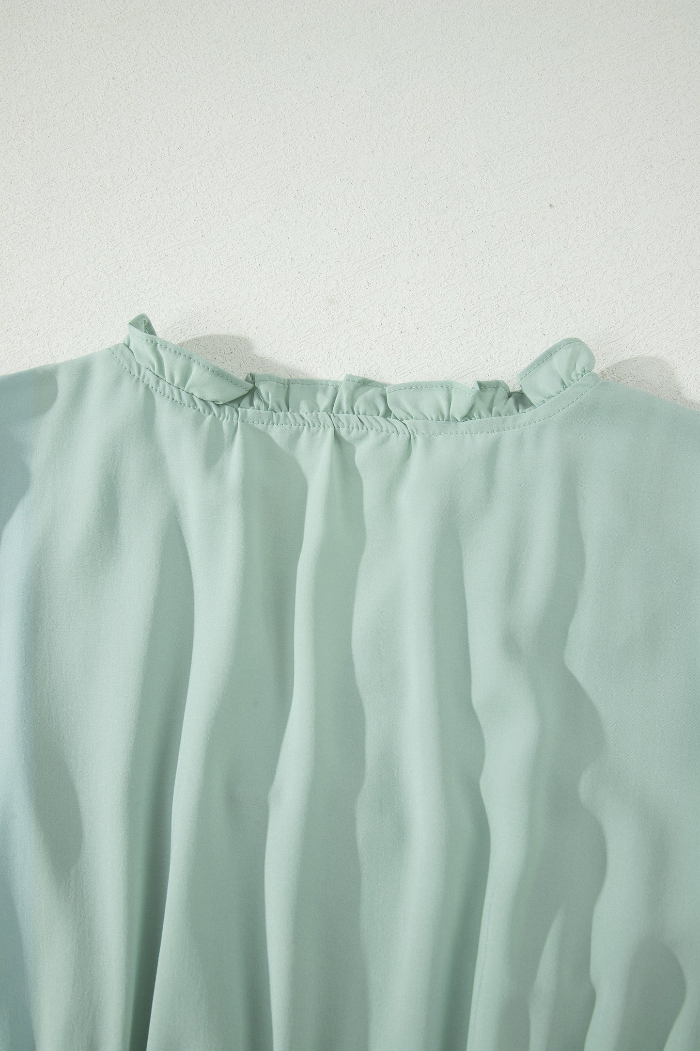 Solid Color V Neck Short Puff Sleeve High Waist Tiered Maxi Dress