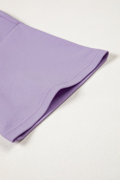 Pink Solid Color High Neck Oversize Tee