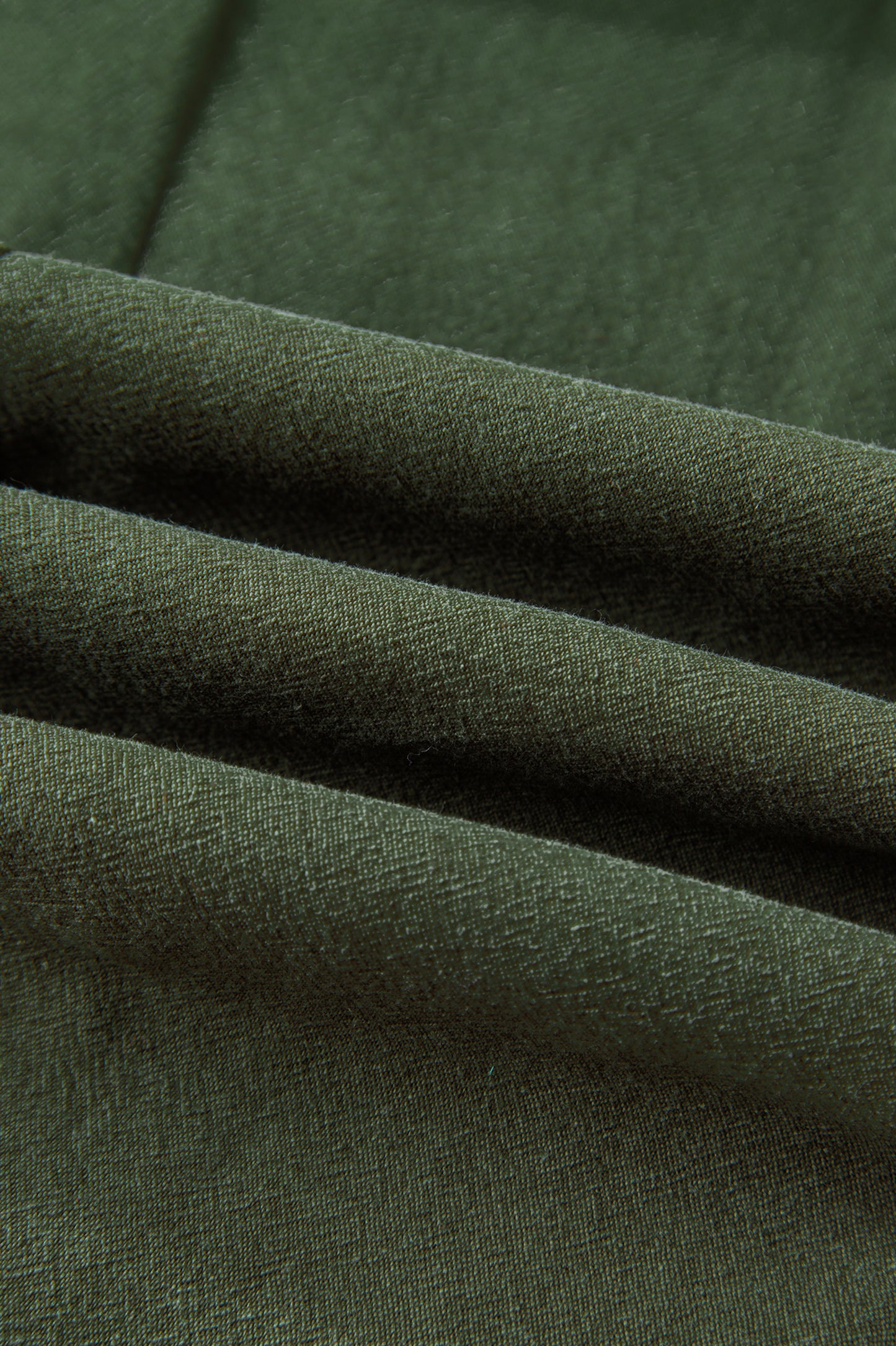 Jungle Green Drawstring Elastic Waist Patch Pocket Barrel Leg Casual Pants