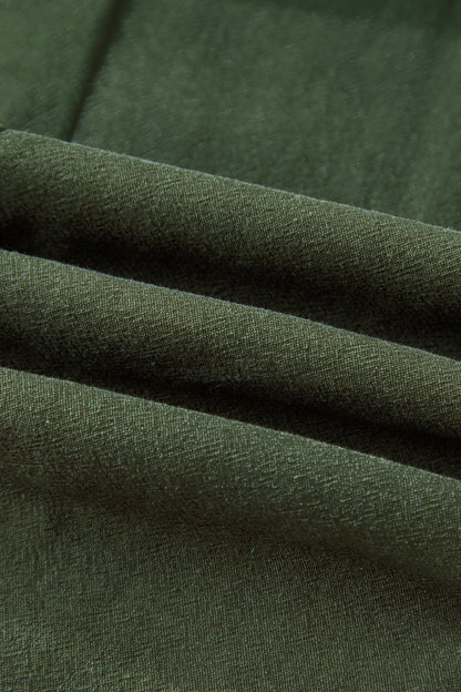 Jungle Green Drawstring Elastic Waist Patch Pocket Barrel Leg Casual Pants