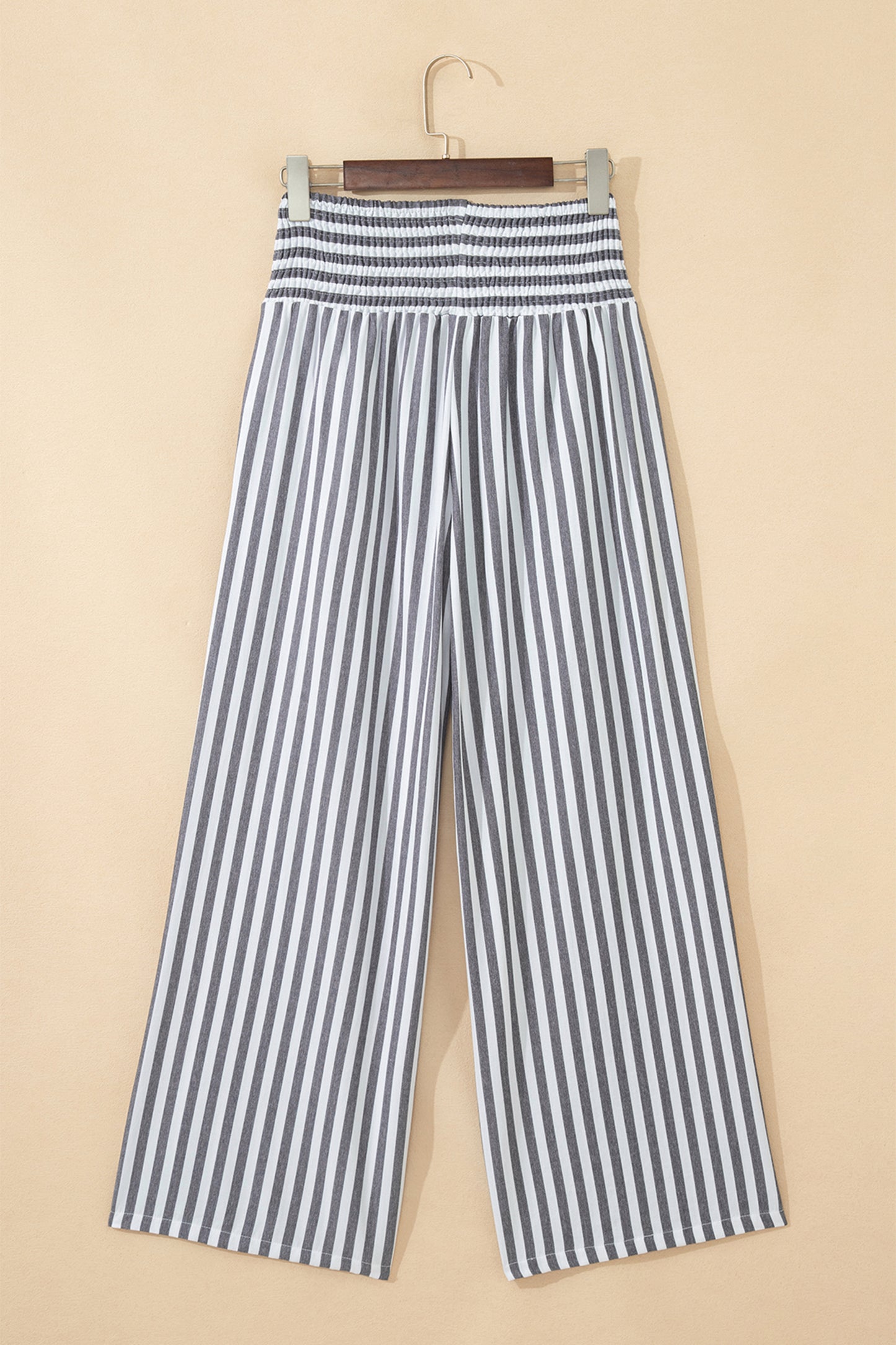 Stripe Shirred High Waist Loose Summer Pants