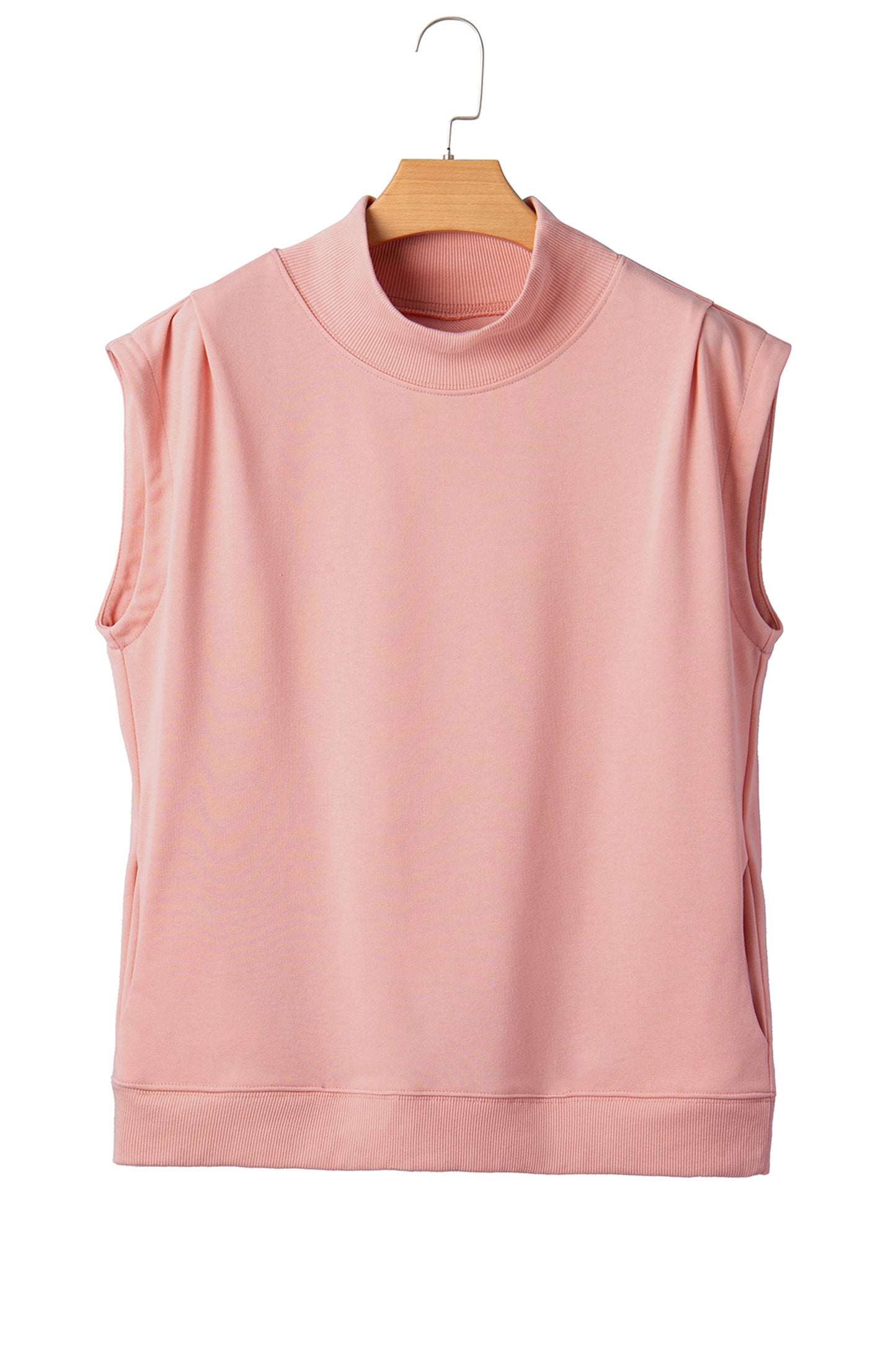 Solid Color High Neck Cap Sleeve Loose Top