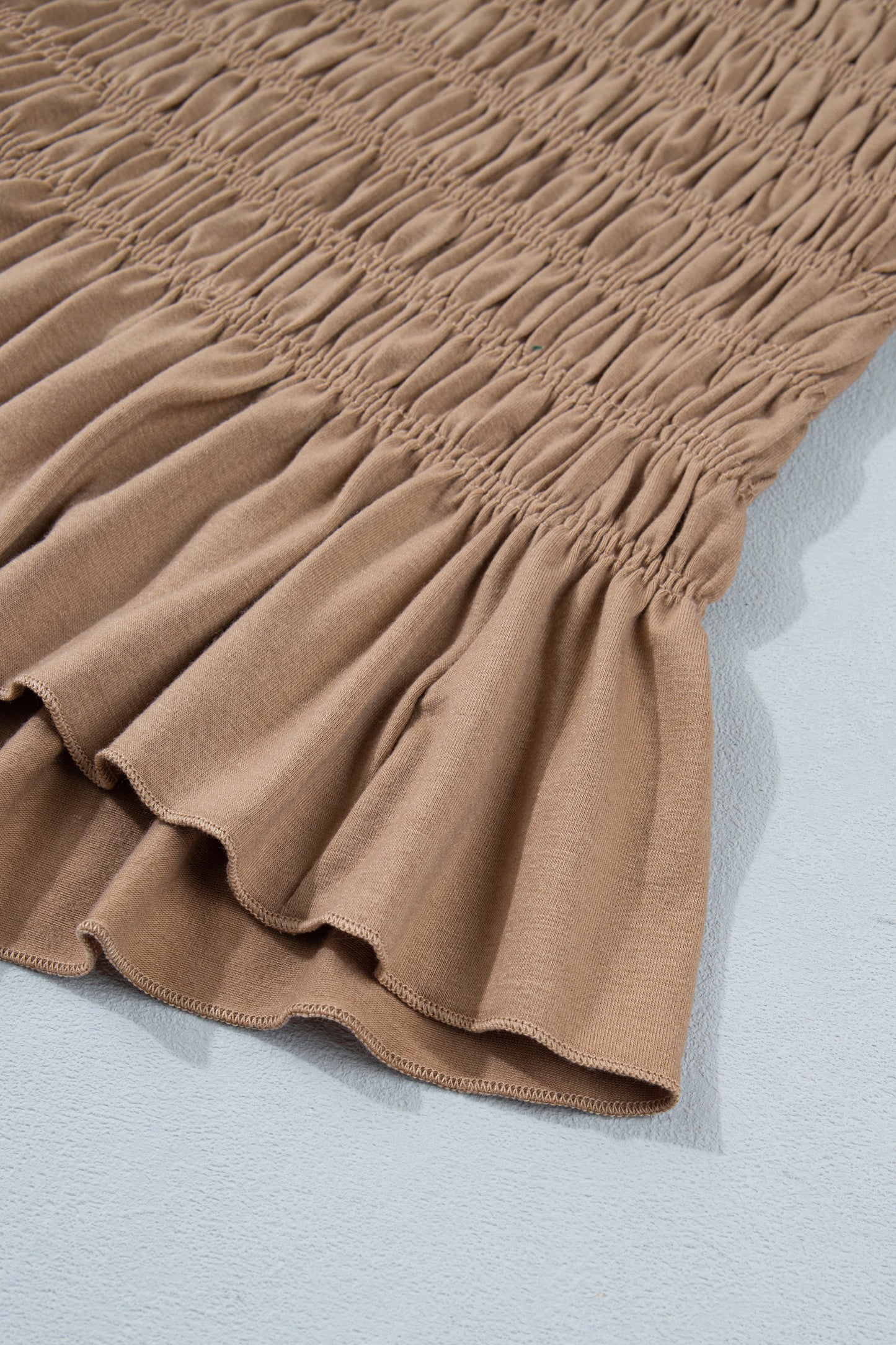 Shirred Slim Fit Ruffle Hem Tank Top
