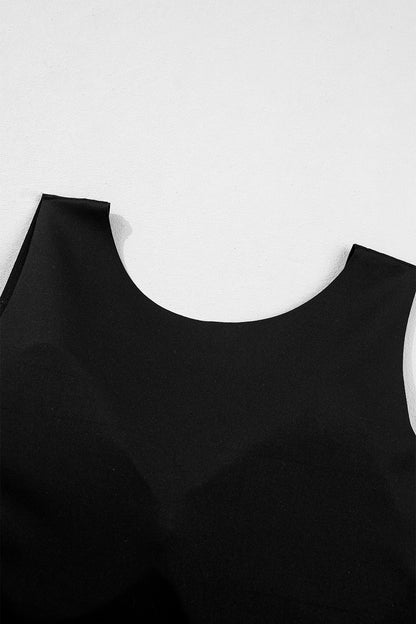 Solid Color Wide Strap Splicing Athleisure Tank Top
