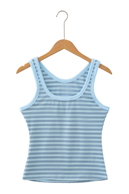 Stripe Ribbed Knit Slim Tank Top