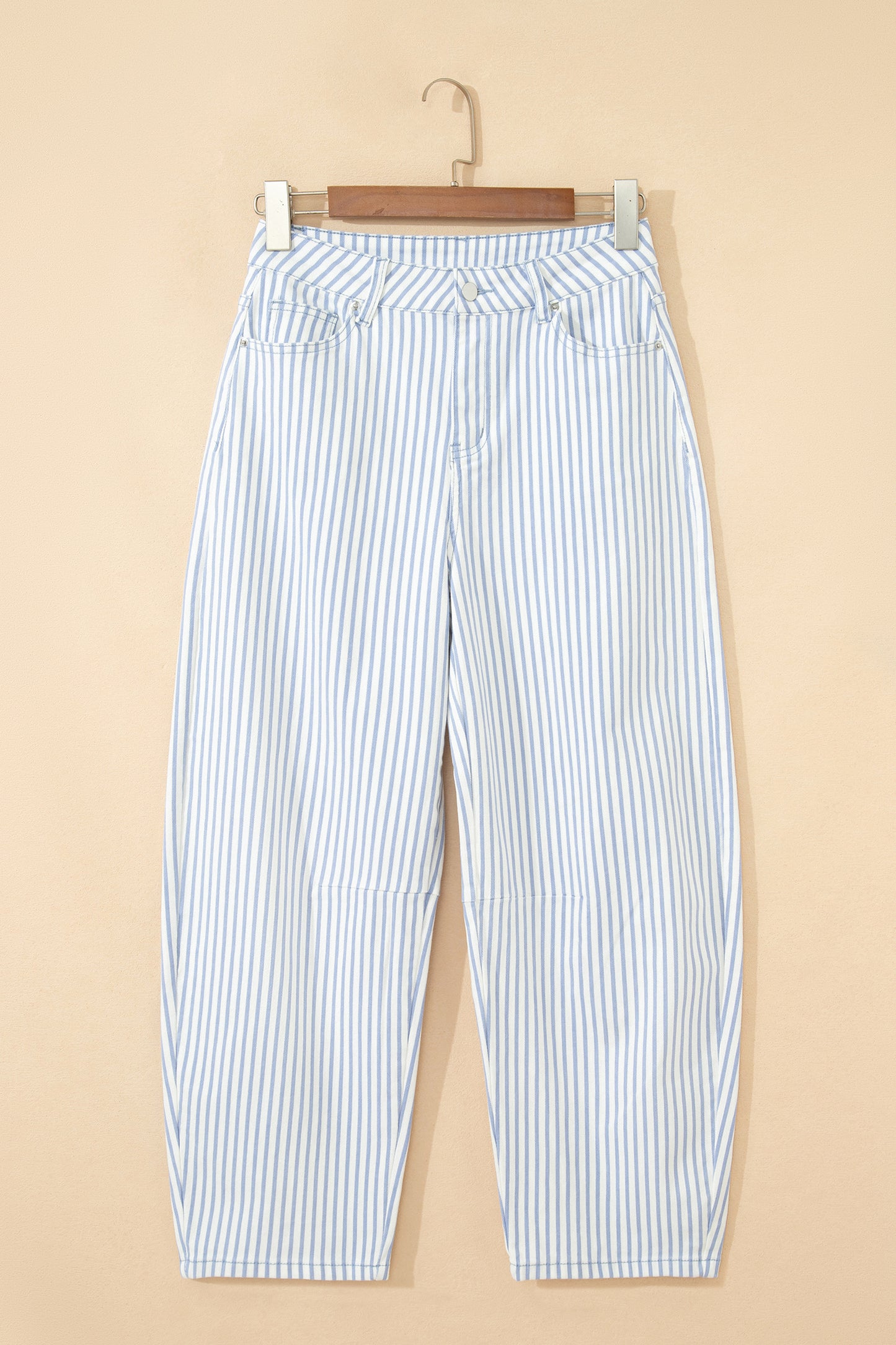 Stripe Casual Barrel Jeans