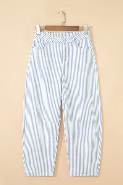 Stripe Casual Barrel Jeans