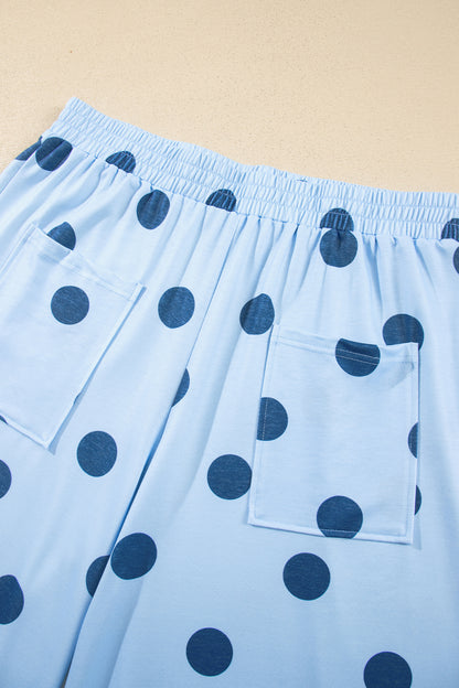 Polka Dot Elastic Waist Wide Leg Plus Size Pants