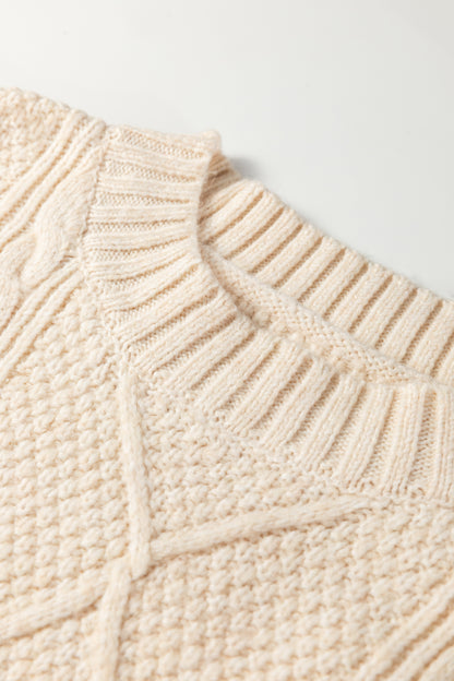 Black Cable Knit Drop Shoulder Loose Fit Sweater Dress