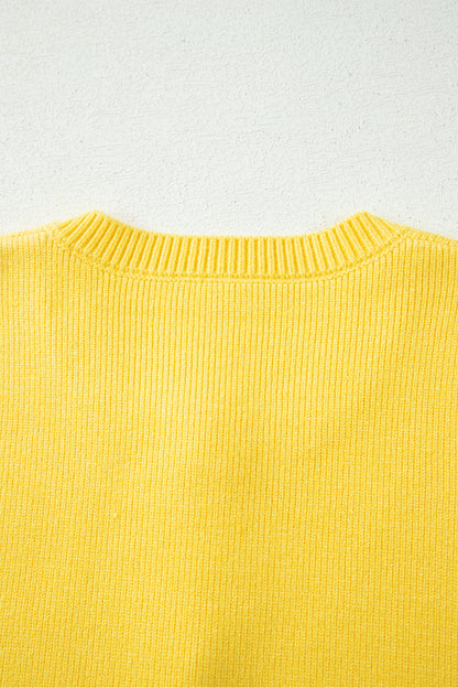 Solid Color Sleeveless Knit Button Pocketed Sweater