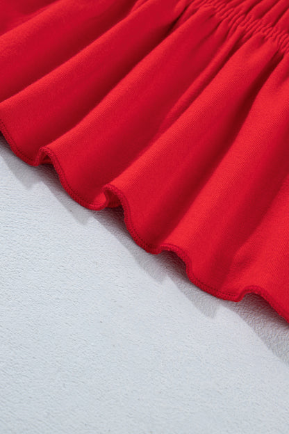 Shirred Slim Fit Ruffle Hem Tank Top