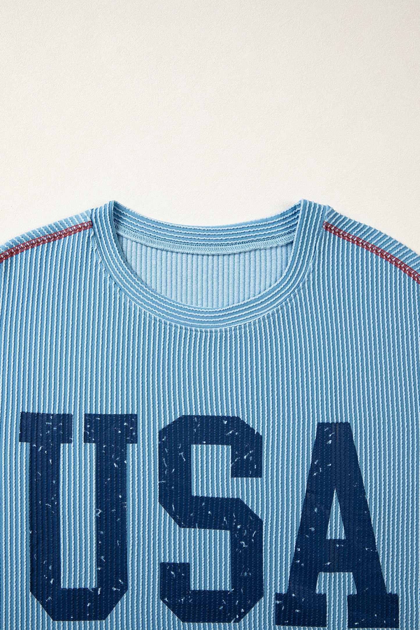 USA Graphic Half Sleeve Loose Ribbed Top