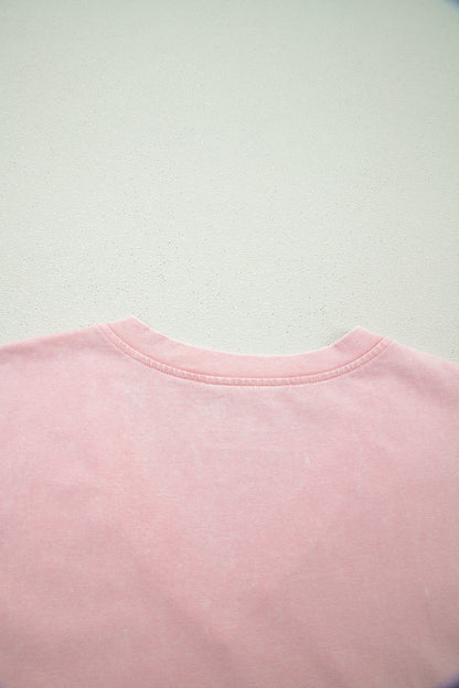 Mineral Wash V Neck Tee Matching Skort Set