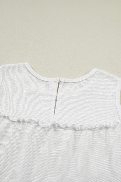 Dark Grey Tiered Frill Trim A-line Tank Top