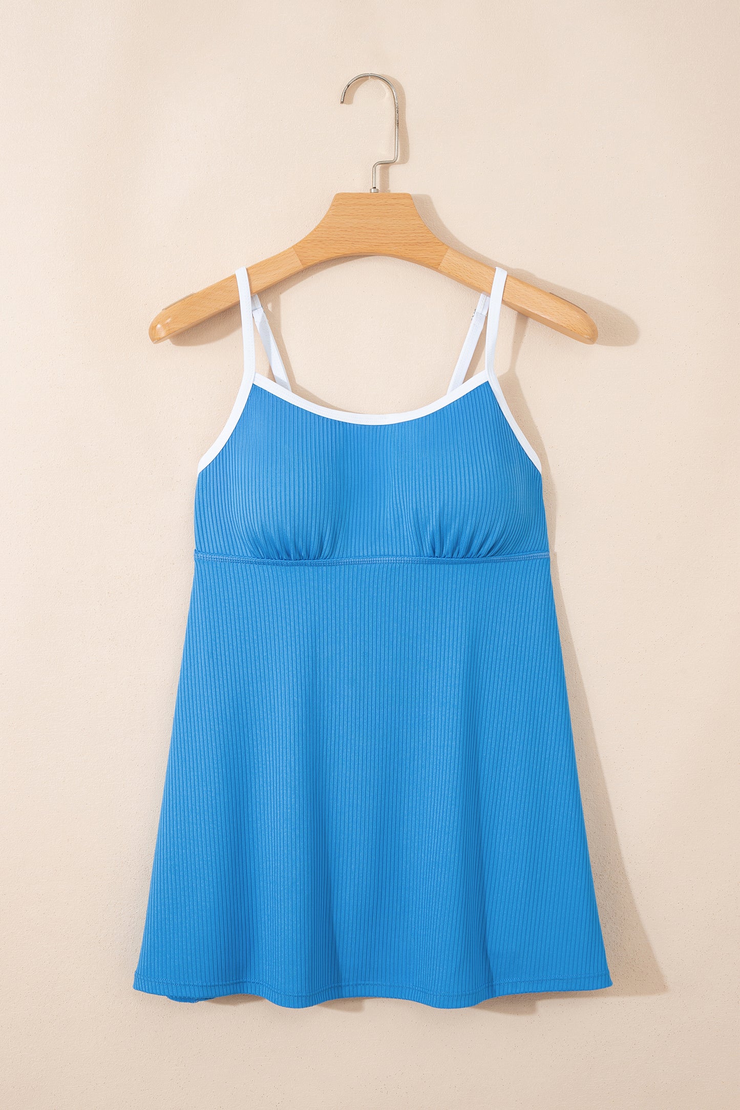 Color Block Edge Ribbed Pocketed Lined Swim Dress