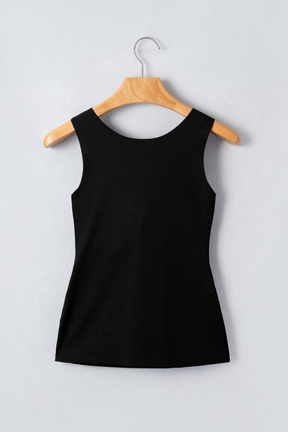 Solid Color Wide Strap Splicing Athleisure Tank Top
