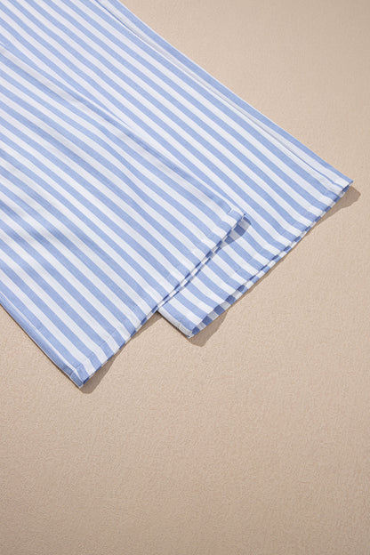 Stripe Shirred High Waist Loose Summer Pants