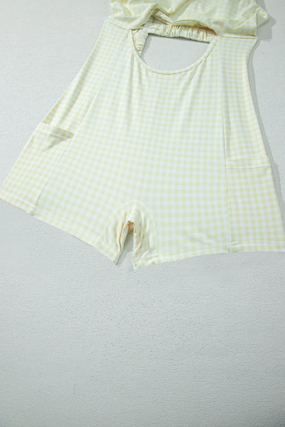 Faux Two Piece Gingham Contrast Patchwork Loose Mini Dress