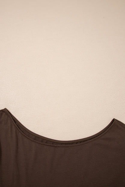 Blue Sapphire Plus Size Solid Color Asymmetric Neck Short Sleeve Blouse