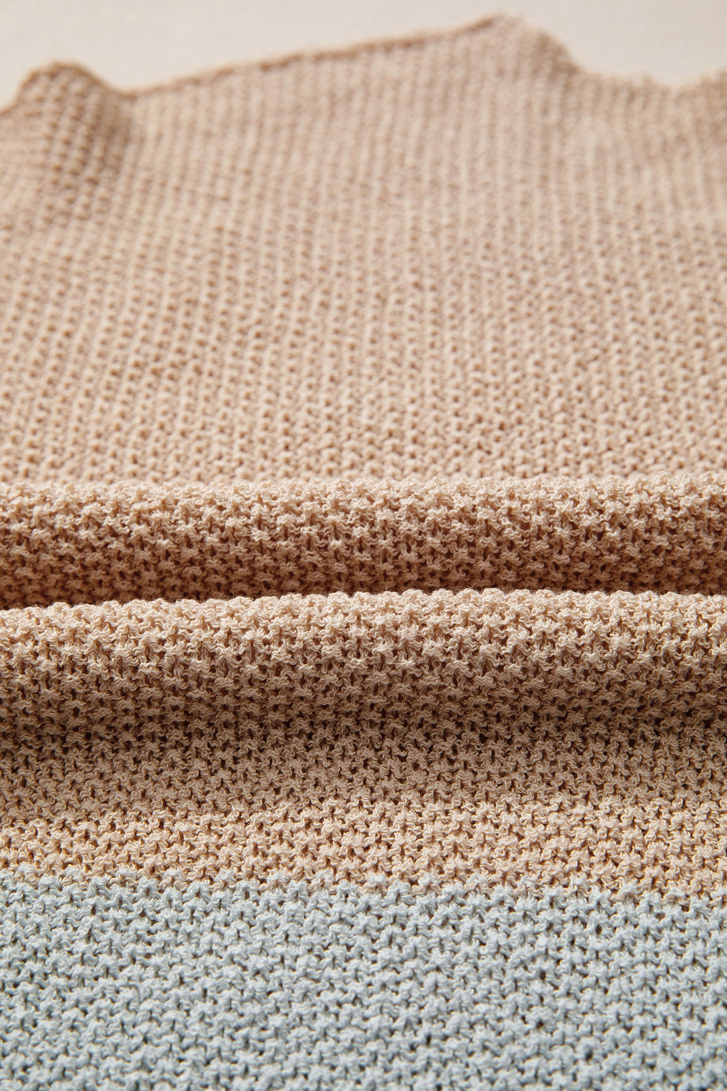 Chestnut Color Block Knit V Neck Loose Sweater