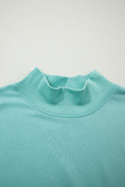 Solid Color High Neck Cap Sleeve Loose Top