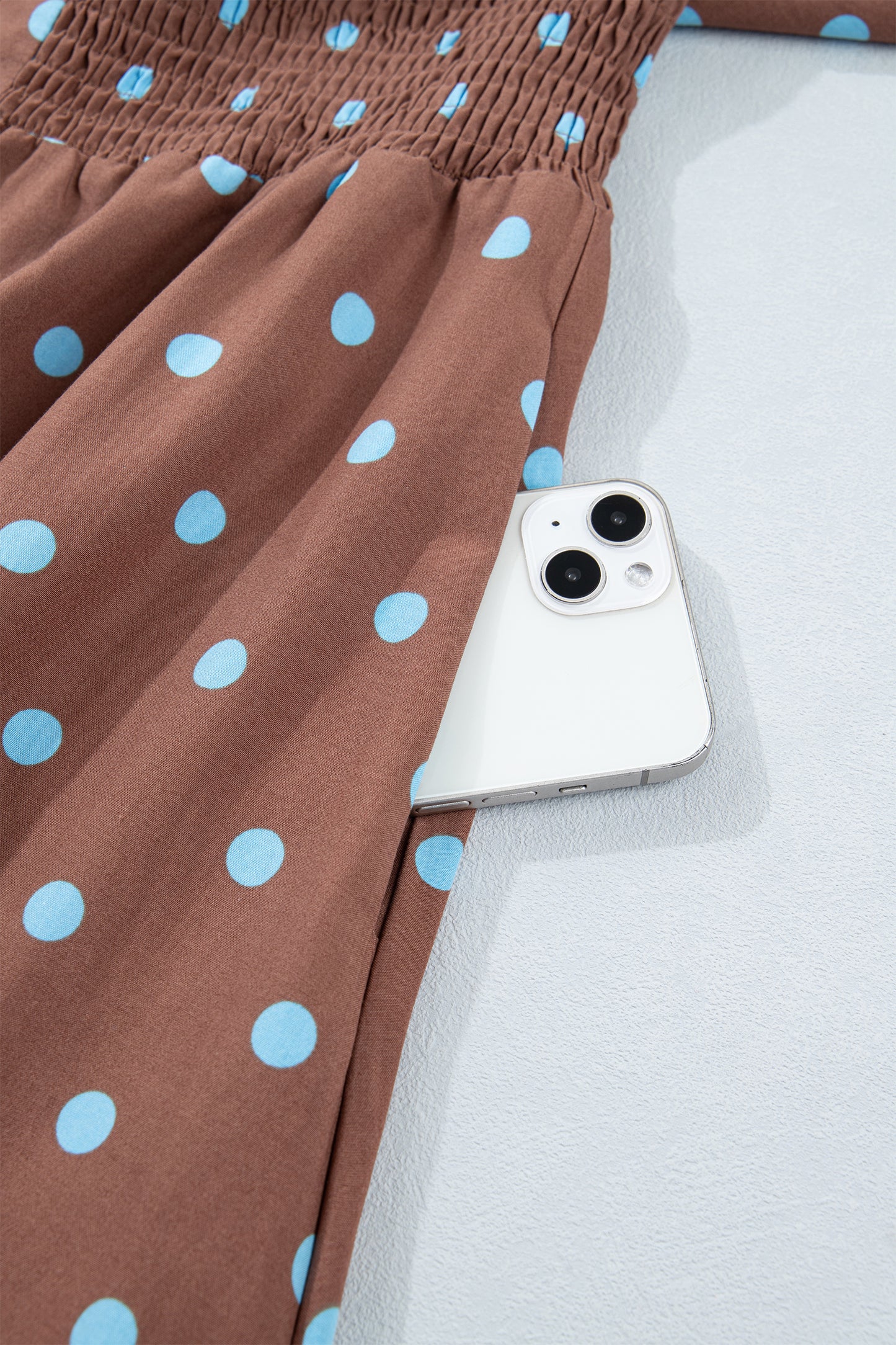 Polka Dot Print Contrast Trim V Neck Zip Up Sleeveless Dress