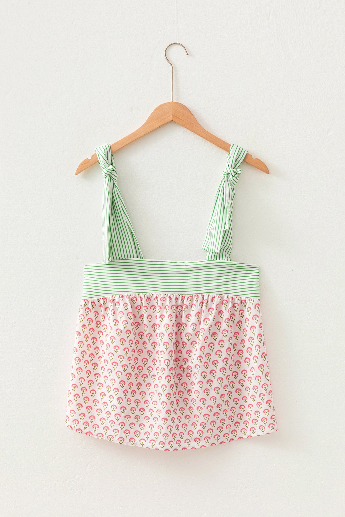 Fashion Printed Knot Straps Babydoll Tank Top