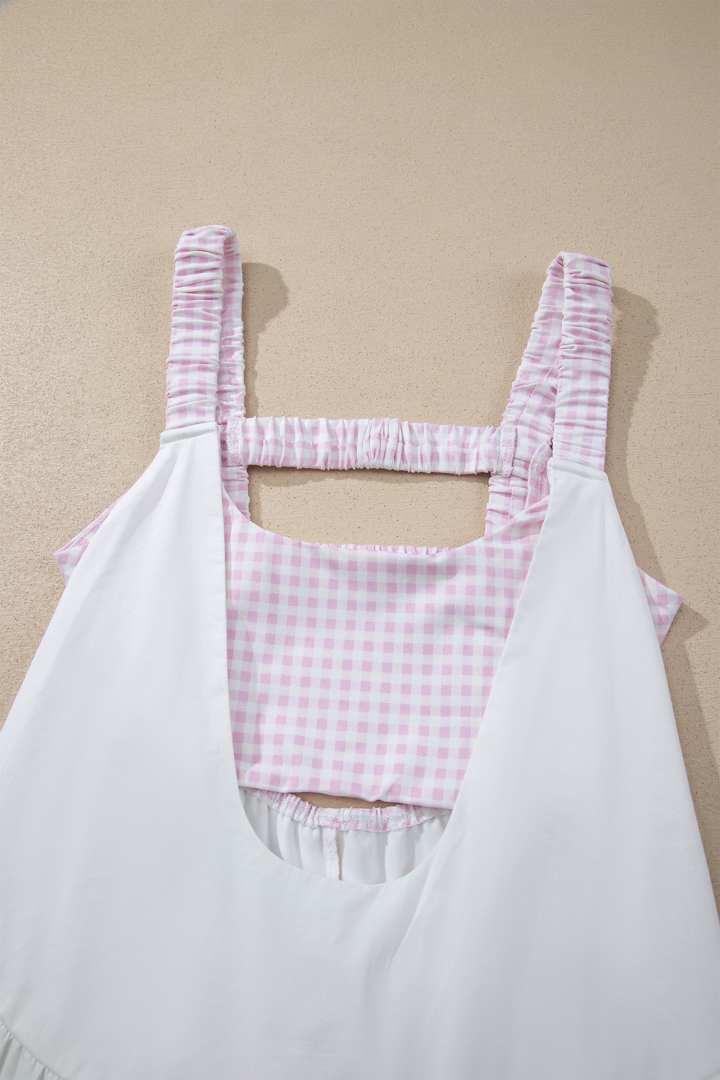 Faux Two Piece Gingham Contrast Patchwork Loose Mini Dress