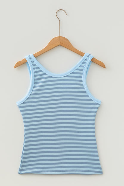 Stripe Ribbed Knit Slim Tank Top