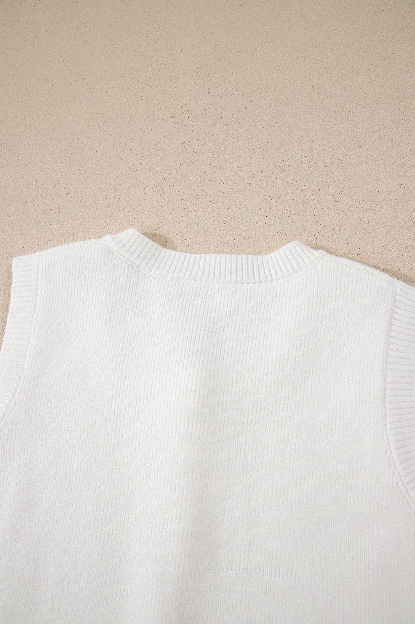 Solid Color Sleeveless Knit Button Pocketed Sweater