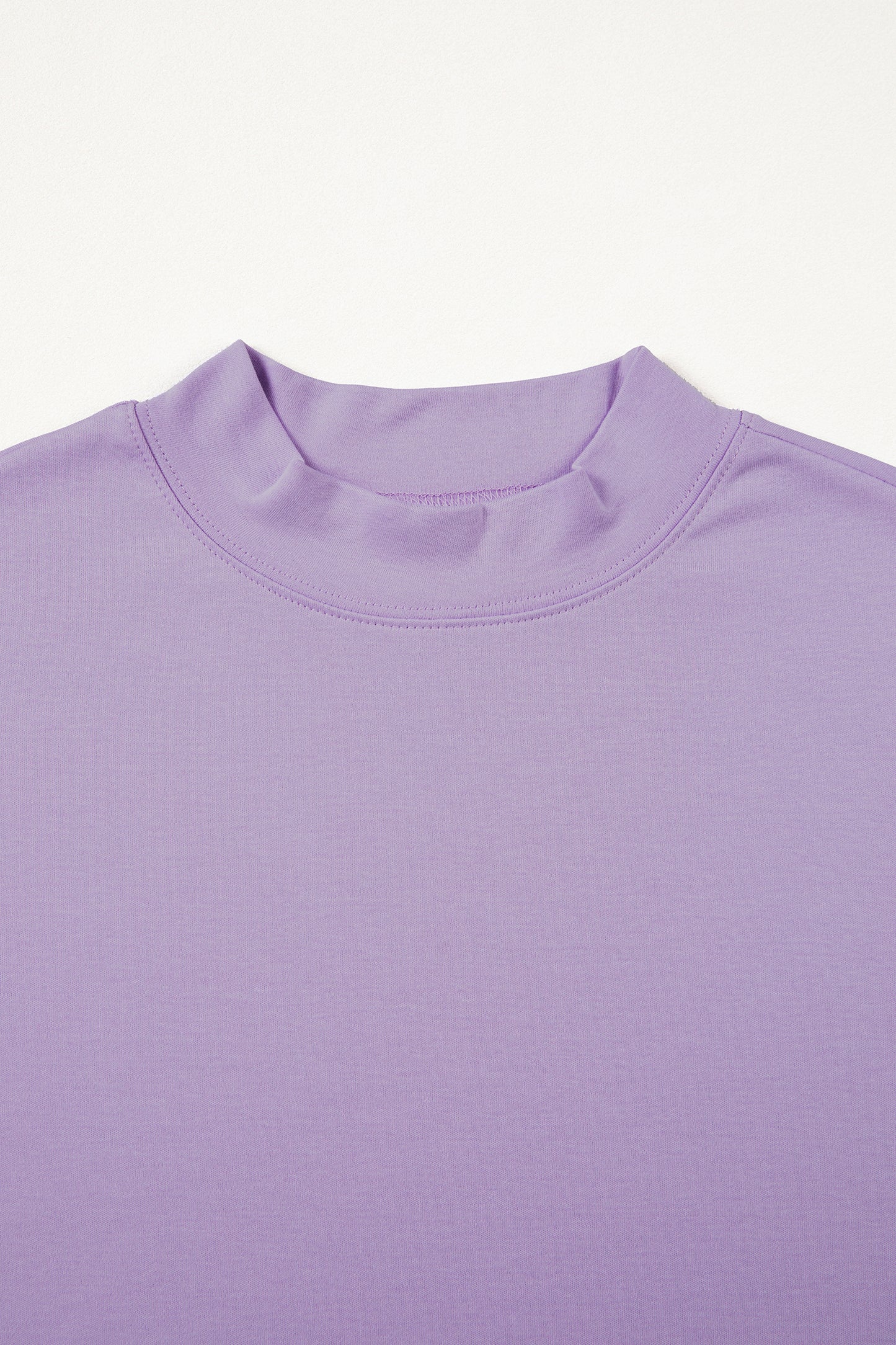 Pink Solid Color High Neck Oversize Tee