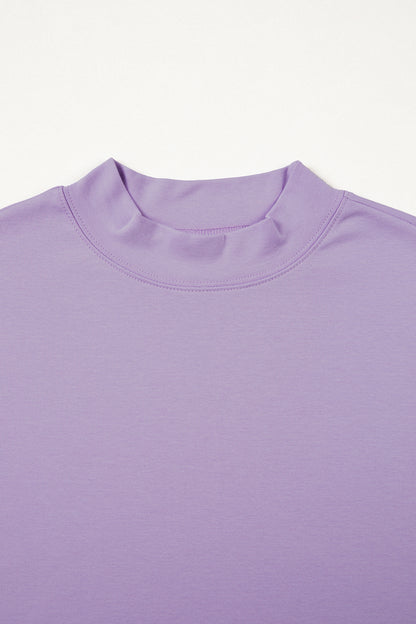 Pink Solid Color High Neck Oversize Tee