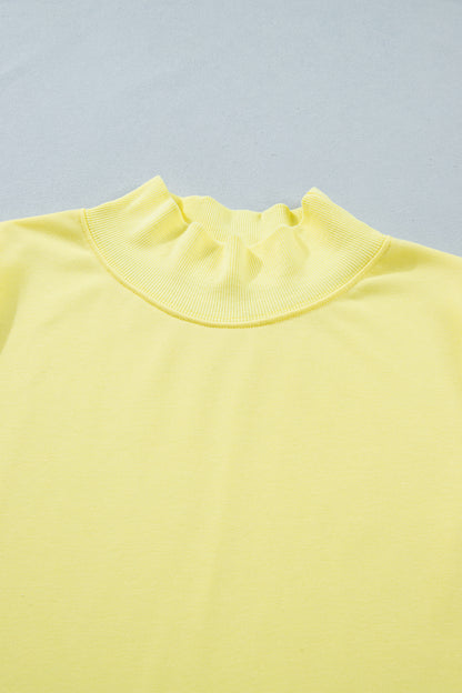 Solid Color High Neck Cap Sleeve Loose Top